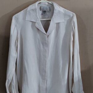 Field Manor modern classics cream Long Sleeve Silk Blouse size 6